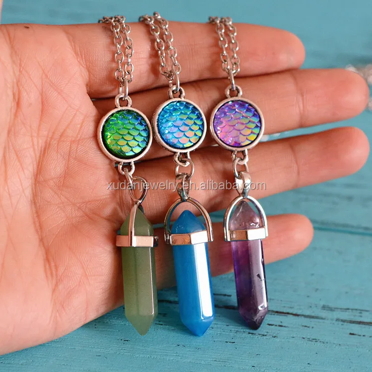 Fashion Mermaid Stone Necklace Hexagon 