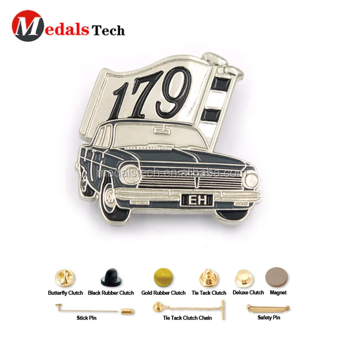 Fancy commemorative price car shape gold plated free sample metal lapel pin badges