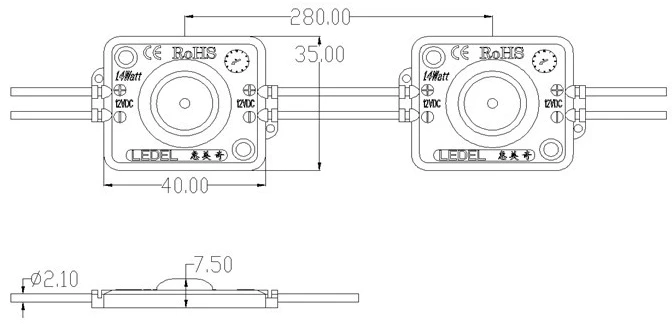 1.6W 120 lumens high power led module for sign aborad