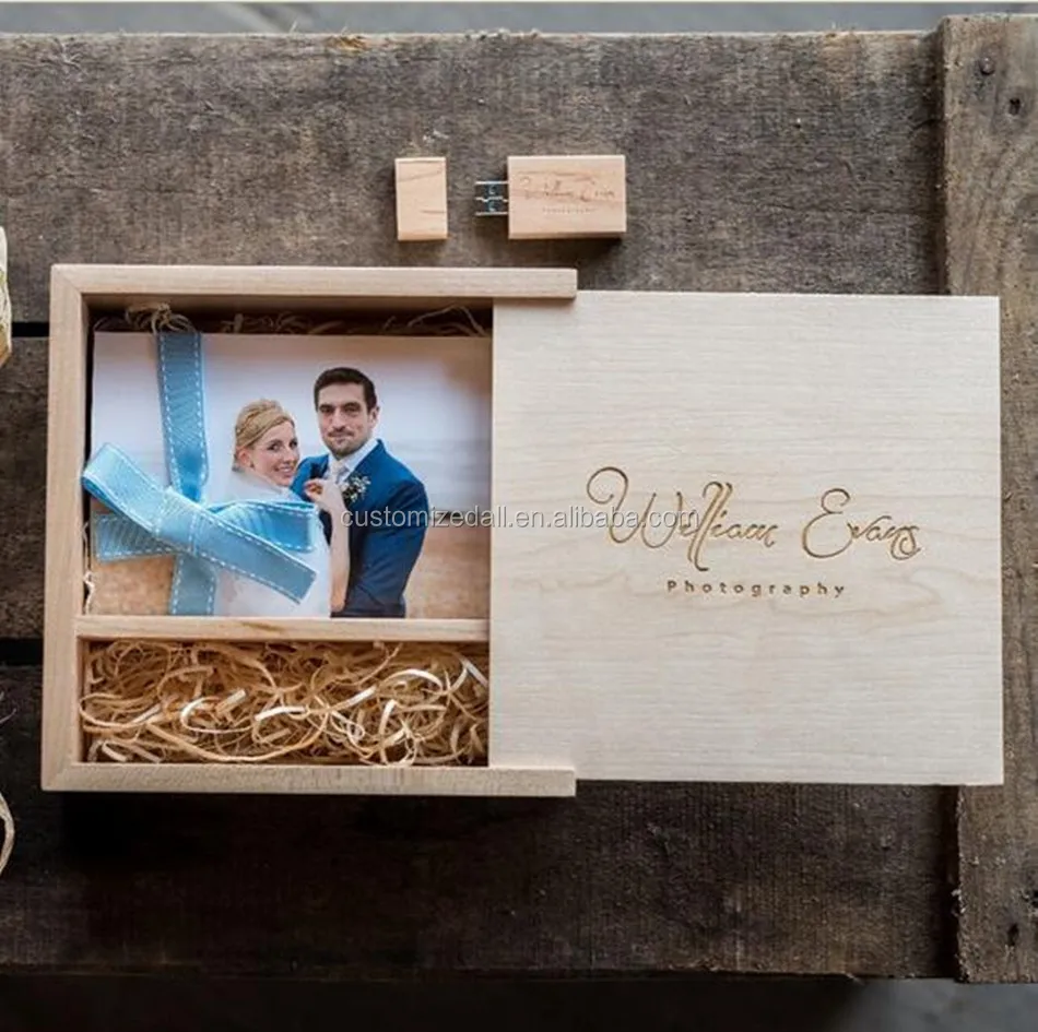 Custom Photo Unique Album Box USB Stick Wood 4GB 8GB 16GB 32GB Memory Stick Pendrive for Photography Wedding - ANKUX.COM