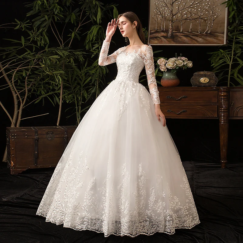Sleeve Champagne Wedding Gown,Plus Size ...