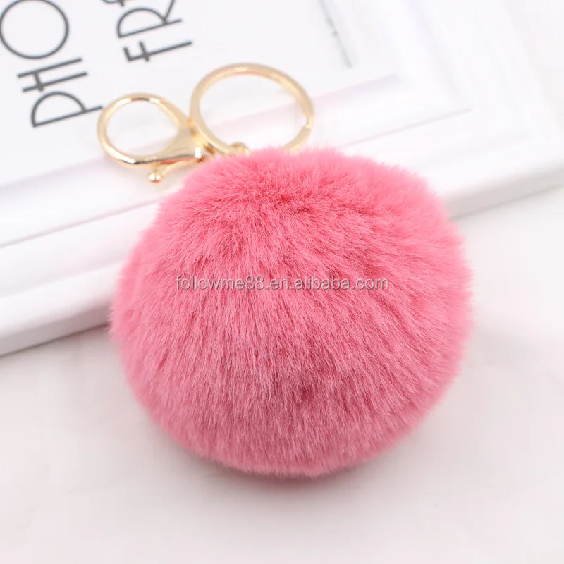 8cm Pompom Rabbit Fur Ball Faux Fur Bag Pendant Key Chain LovelyFluffy Pom Ball