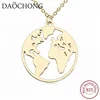 Delicate Jewelry 925 Sterling Silver 14K Gold Filled World Map Necklace
