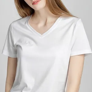 Wholesales streetwear tshirt high quality streetwear fashionable V neck t shirt Customized your t shirt for women Wholesales streetwear tshirt high quality streetwear fashionable V neck t shirt Customized your t shirt for women