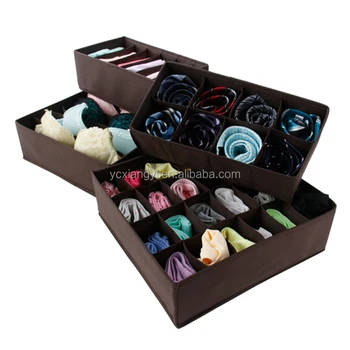 Set Of 4 Foldable Drawer Dividers Storage Closet Organizers Brown