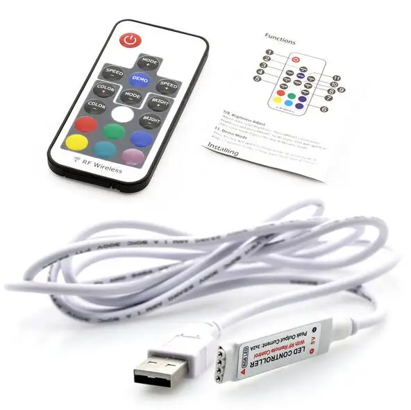 DC5V USB RF 17key RGB led strip controller