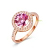 SADR0011 Customized modern 925 sterling silver cz stone jewelry wedding ring+fashion size 10 pink rhinestone ring