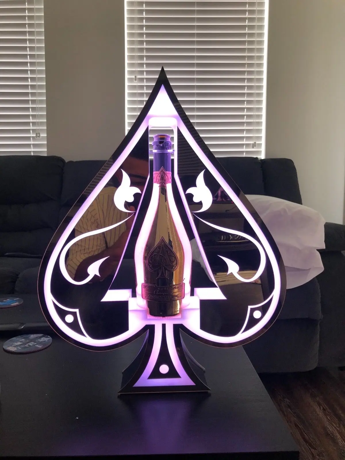 LED VIP Brand Logo Bar Neon Sign Ace of Spade Armand de Brignac Champagne  Bottle Presenter Carrier Box Acrylic Display Racks