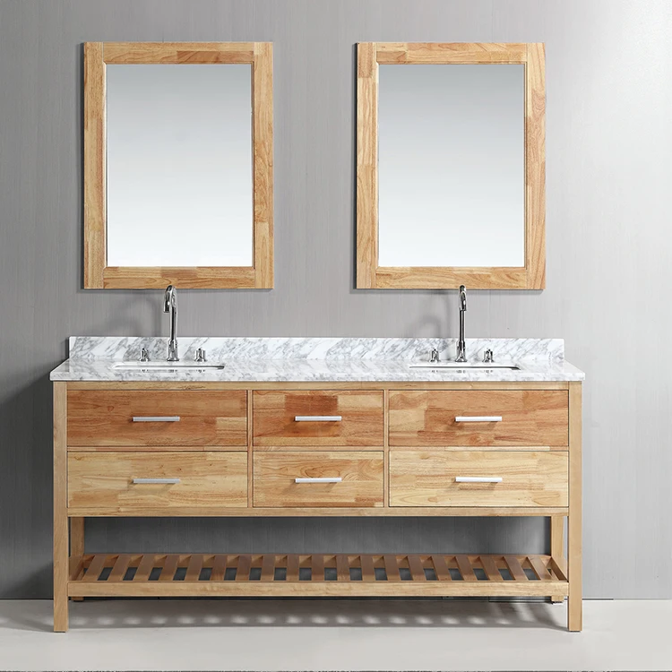 Bos-004 Doble Lavabo De Baño De Madera Maciza Tocador Moderno Cuarto De