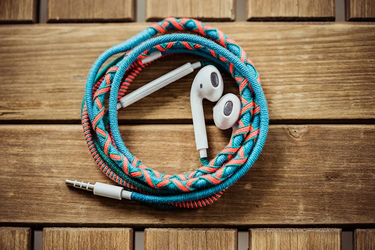 Nylon Braid Earbuds Earpod For Apple In Ear 3.5mm Wired Earphones Braided Cable Headphone