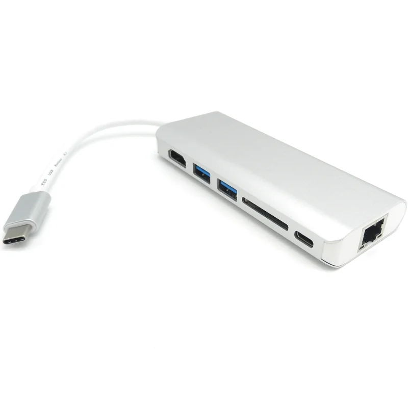 6 In 1 usb c dock Hub Type C type-c multiport Adapter to HDMI Port RJ45 Ethernet Port USB 3.0 usb hub