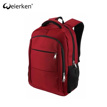 red leather laptop backpack