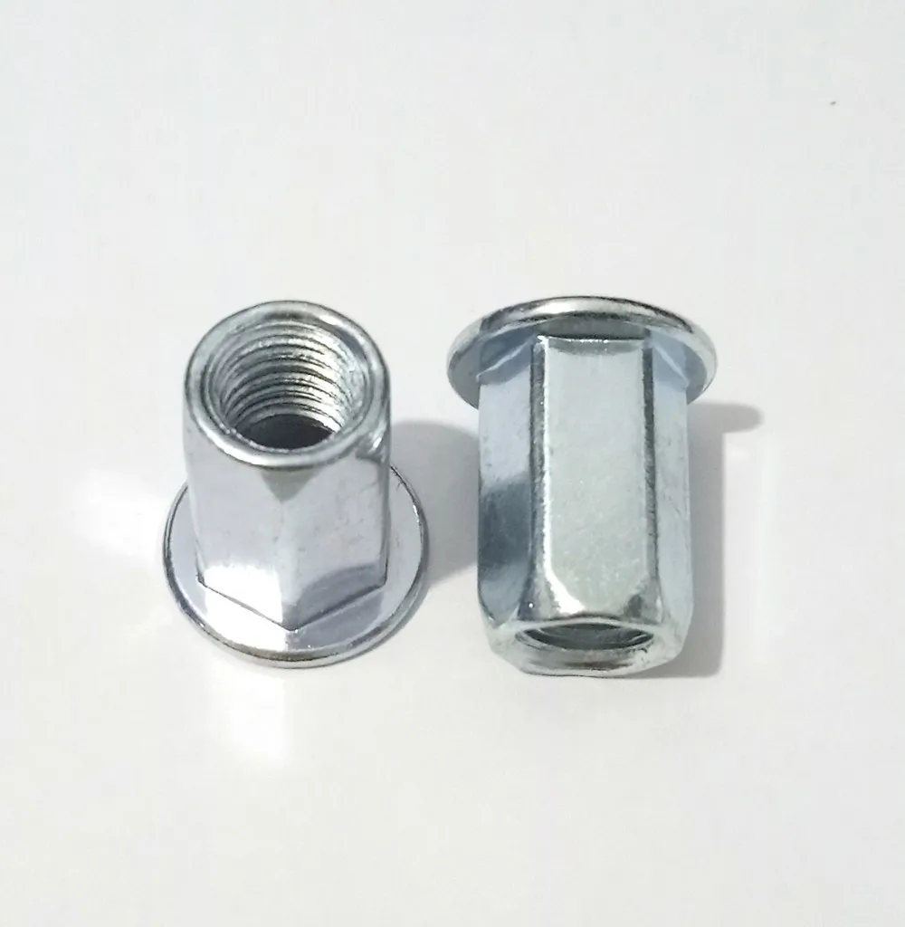 M4m10 Steel Galvanized Flat Head Full Hexagonal Shank Open End Blind