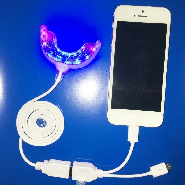 Fashionable portable teeth bleaching led light used with mobile phones for  home teeth whitening