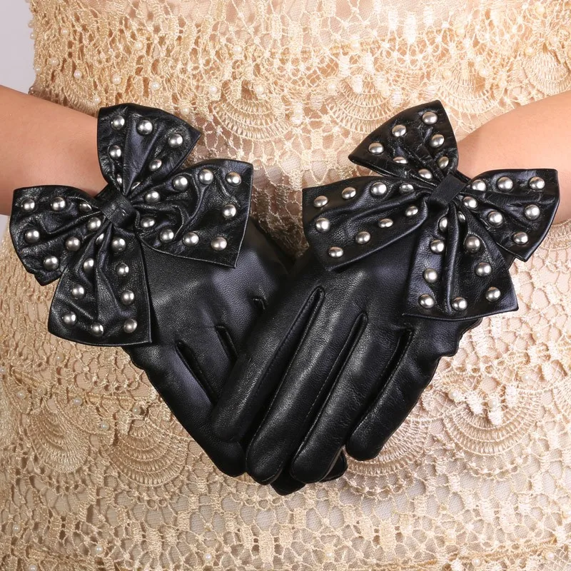 2017-Christmas-new-women-show-Christmas-gift-party-accssory-decoration-fashion-Big-bow-rivet-Leather-sheepskin (2)