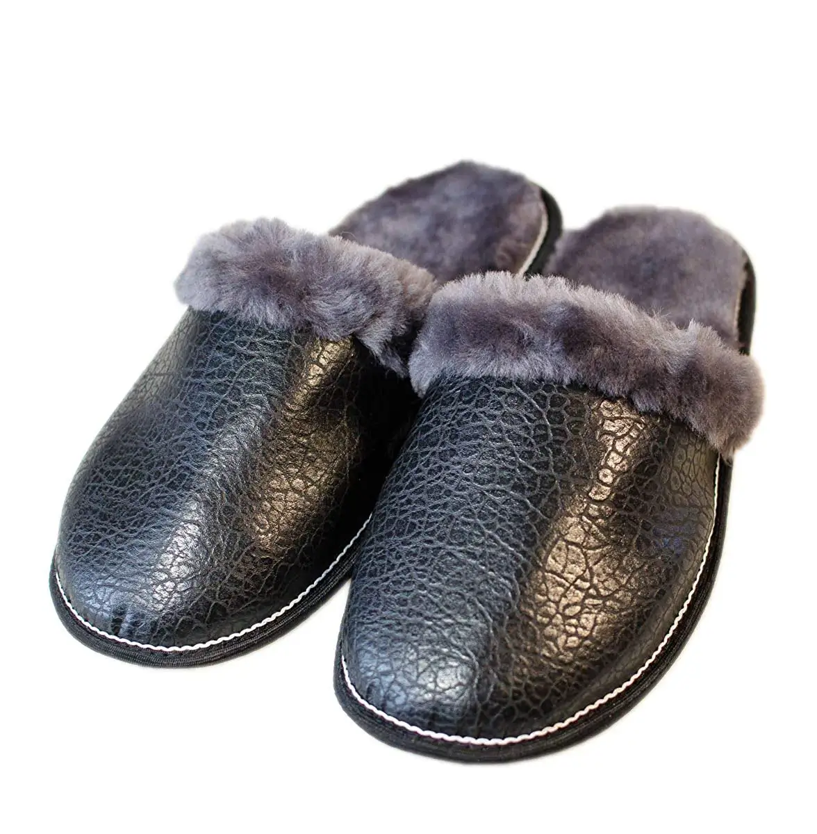 leather sheepskin slippers