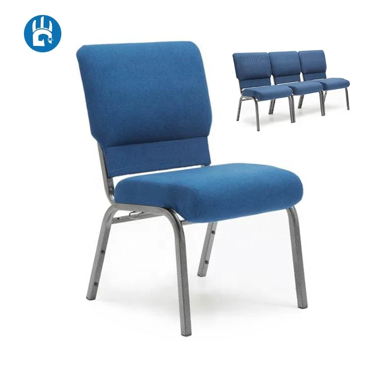 Interlock Navy Blue Fabric Church Pulpits Stacking Sanctuary Chairs