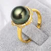 [YS]Excellent AAA quality wholesale price tahitian black pearl rings