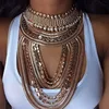 2017 Europe and the United States retro necklace gold-plated diamond big multilayer necklace statement necklace