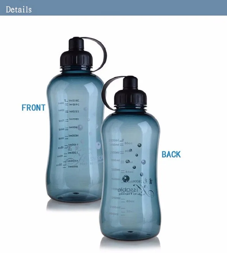 Large Capacity Leak Proof Black Plastic Drinking Water bottle