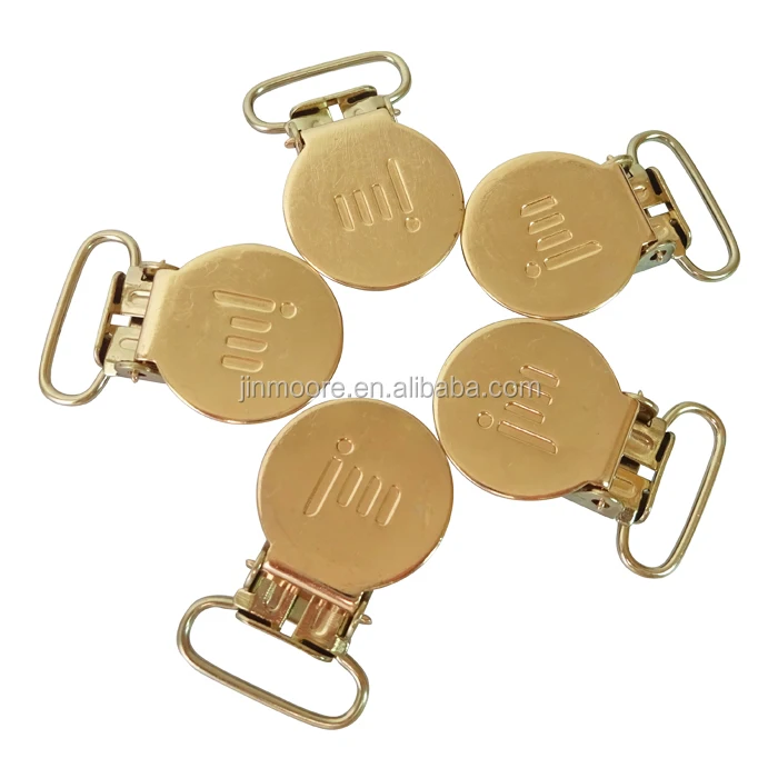 Msc18 Engrave Logo Oem Metal Pacifier Suspender Clip Holder With Round Teeth For Baby Clothes