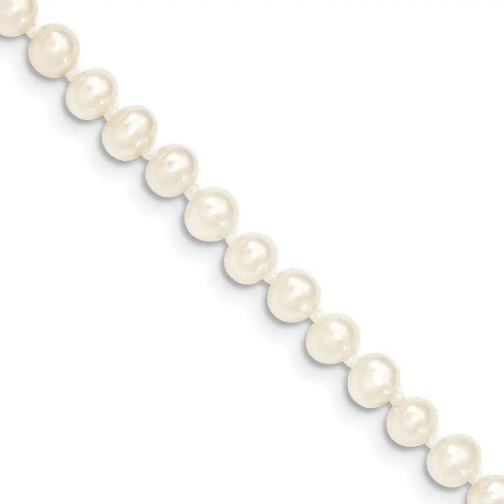 14K Yellow Gold 3 Row White Freshwater Cultured Pearl Strand Necklace 4-4.5mm 16 inch