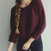 2018 New Arrival European and American women's explosions wine red women's knitted sweater long-sleeved warm sweater