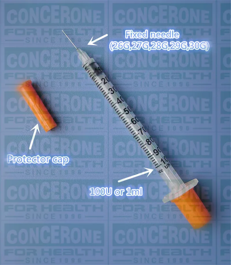 De plástico de insulina jeringas 0.5ml( 40u), 1ml( 100u De plástico de insulina jeringas 0.5ml( 40u), 1ml( 100u