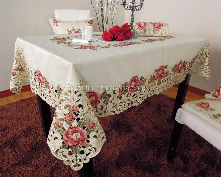 Embroidery Table Cloth Of Big Custom Design Square Polyester Embroidery