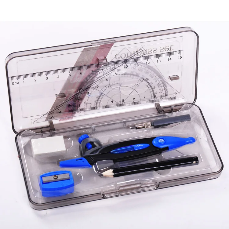 Wholesale High Quality10pcs Tools Math School Geometry Box Instruments