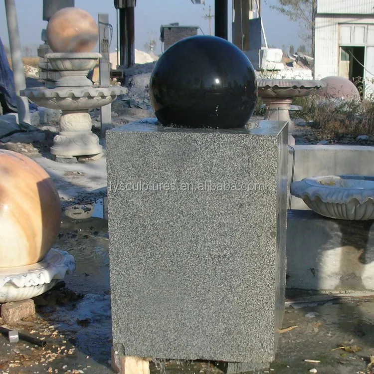 Black Granite Spinning Water Ball Fountain Stone Sphere Floating Globe