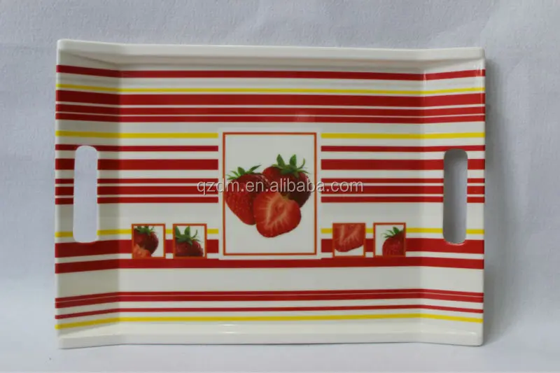 melamine tray with two handle food safa strawberry printing