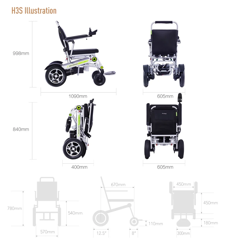 Airwheel H3S Automatic Folding Power Electric Wheelchair
