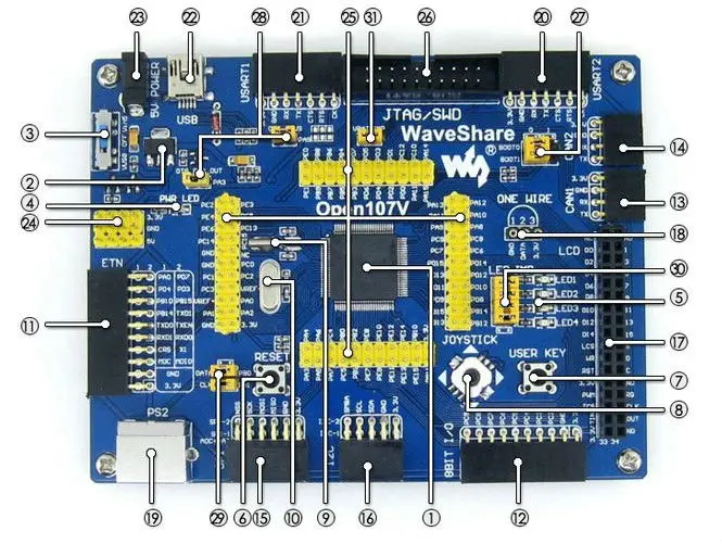 Stm32 Arm Cortex M3 Development Board Stm32f107vct6 Stm32f107 8pcs 1659