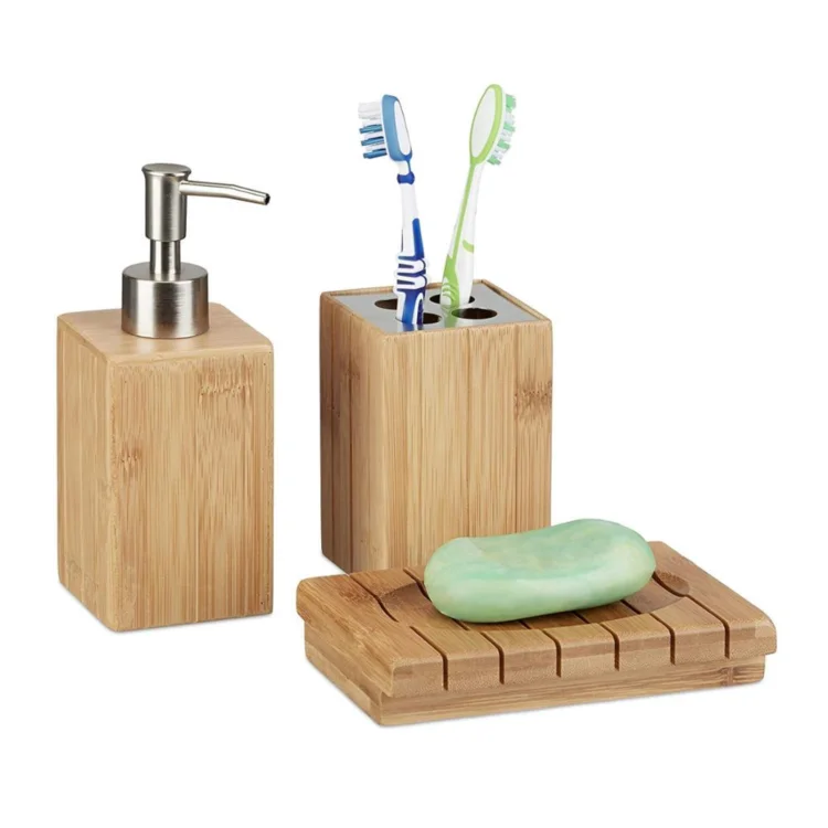 Soap Dispenser Soap Dish And Toothbrush Holder Natural Bamboo Bathroom Accessories Set Buy Bamboo Bathroom Accessories Set Product On Alibaba Com