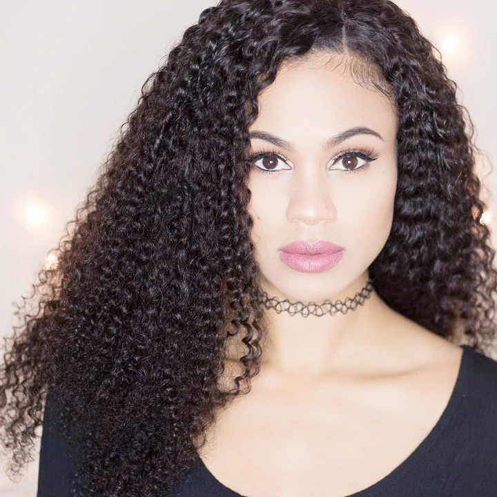 Indian Remy Natural Black Kinky Curl Full Lace 4a 4b 4c Human Hair