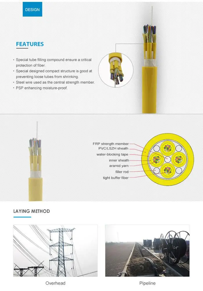 Indoor Single Mode G652d 12 Core Fiber Optic Cable Type Of