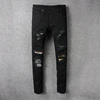 OEM FOG custom fashion pants men's skinny ripped patches jeans pants crush jeans