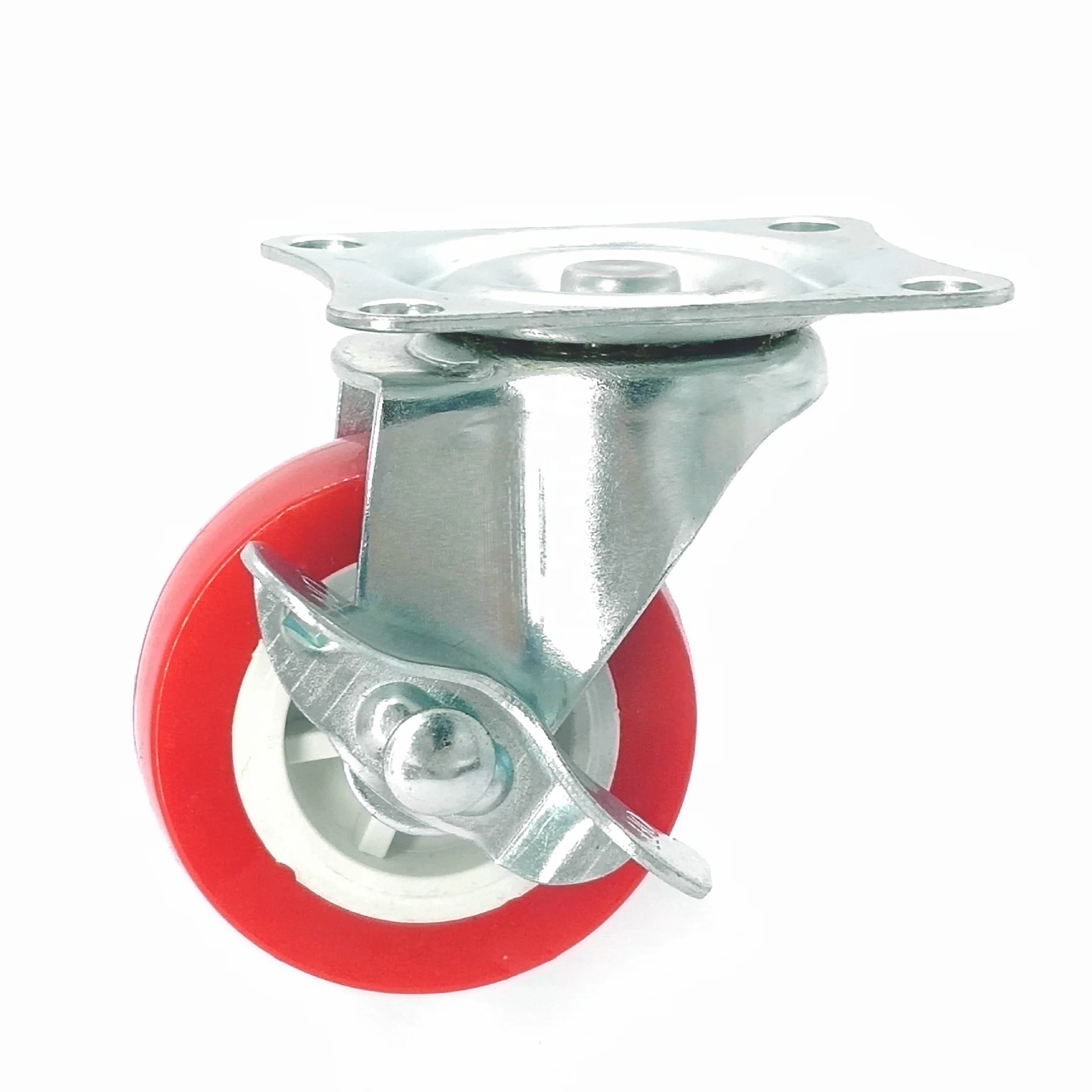 3 Inch 75mm China Manufacturer PP Core Red PU Polyurethane Swivel Furniture Caster Wheels