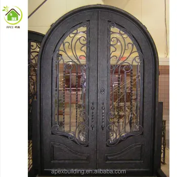 Arched Double Entry Door With Transom Wrought Iron Arched Double Entry Door With Transom