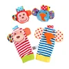 Cartoon soft monkey elephant bee animal children infant newborn toy plush warm home socks 3D strap wrist rattle baby foot socks