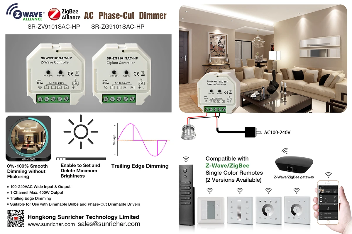 Sunricher Z-wave push button wall switch Z-wave plus