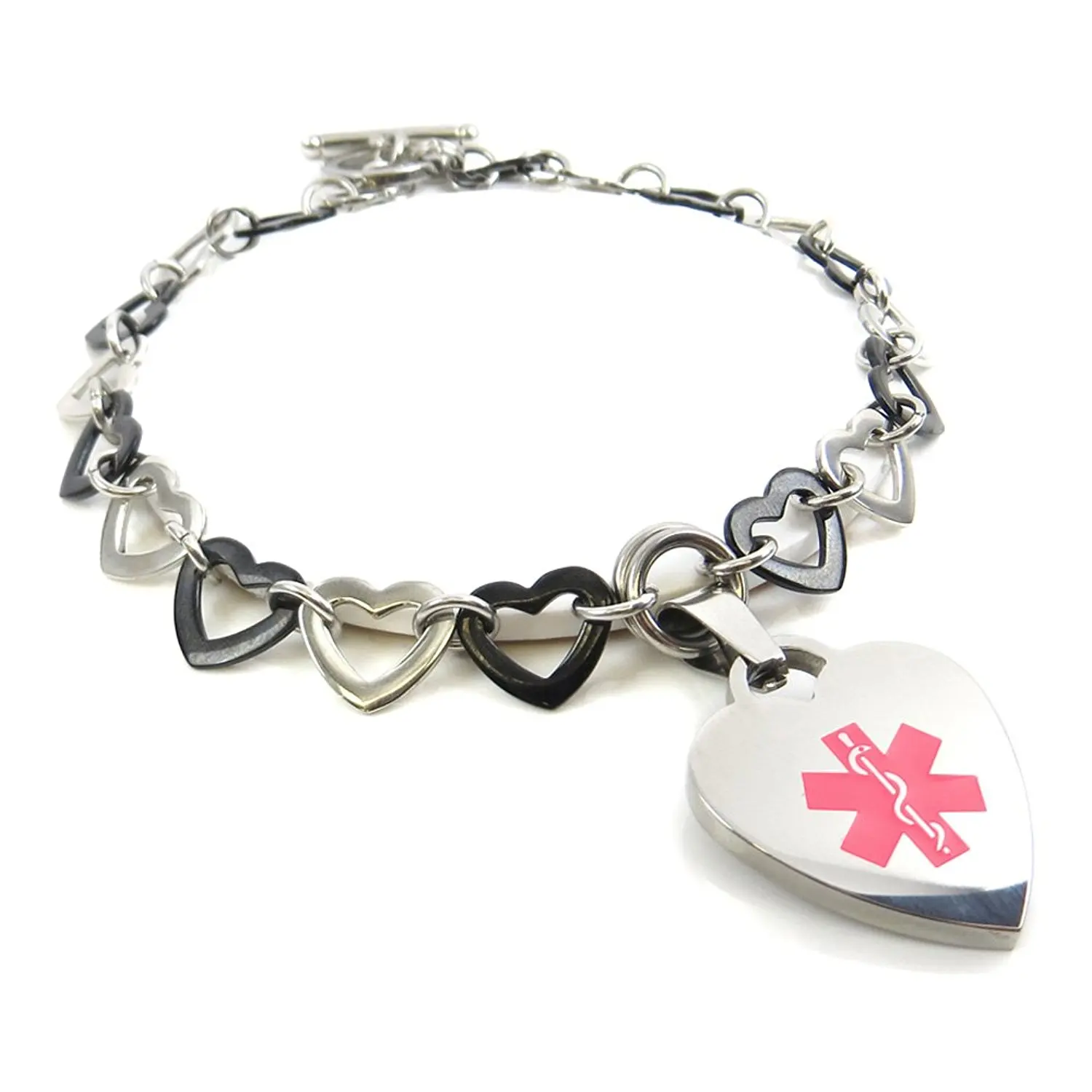 White My Identity Doctor Black//White Millefiori Glass Pattern Pre-Engraved /& Customized Emphysema Medical Alert Bracelet