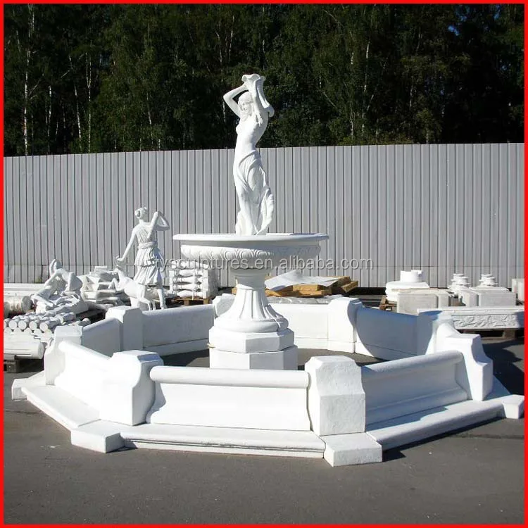 White marble garden female statue fountain stone life size lady water fountains