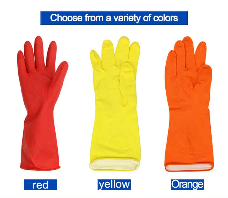 Nitras 3220 Yellow Latex Cleaning Gloves - Size L, 12 Pairs, Pull-On Closure