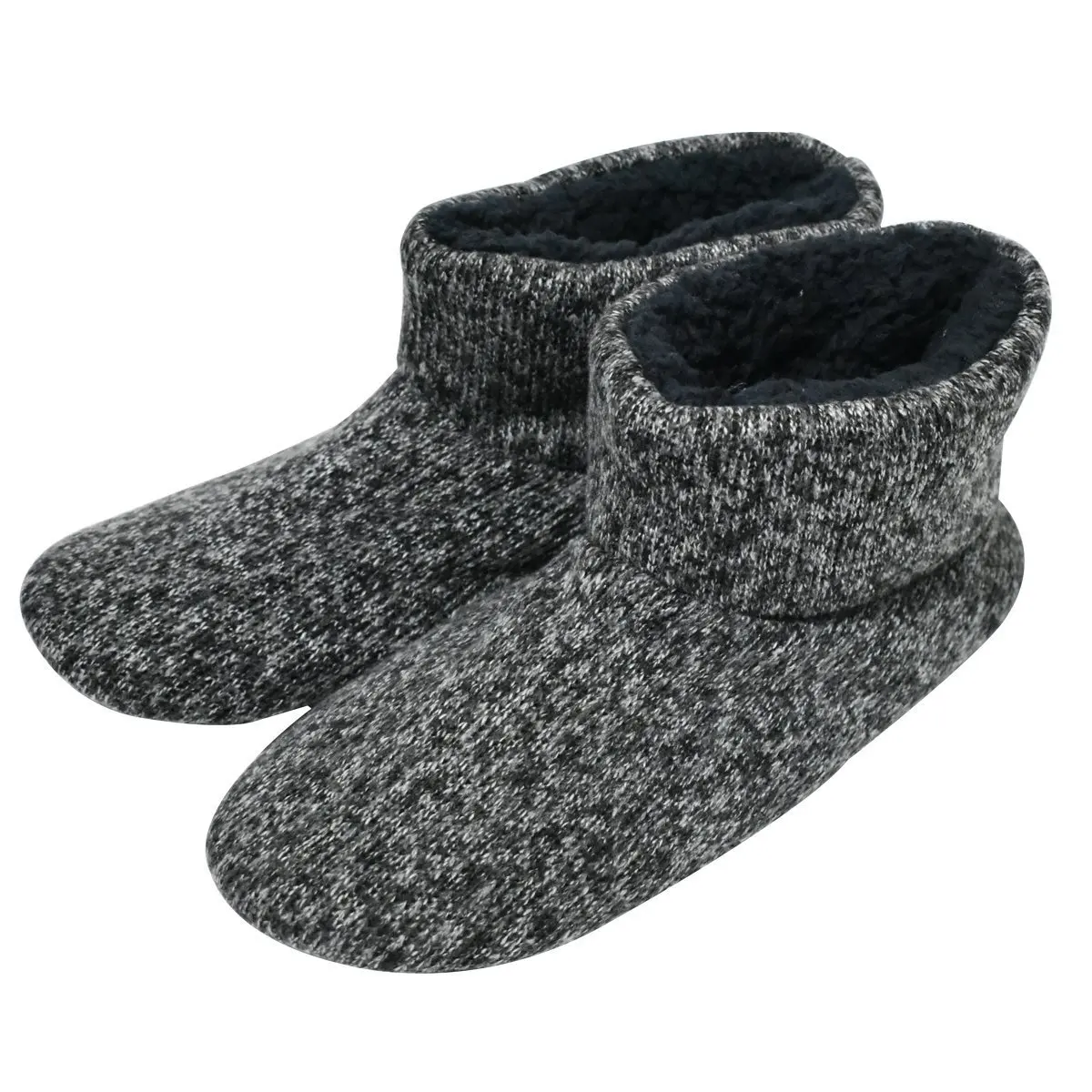 Knit Rock Wool Warm Men Indoor Pull On Cozy Memory Foam Slipper Boots