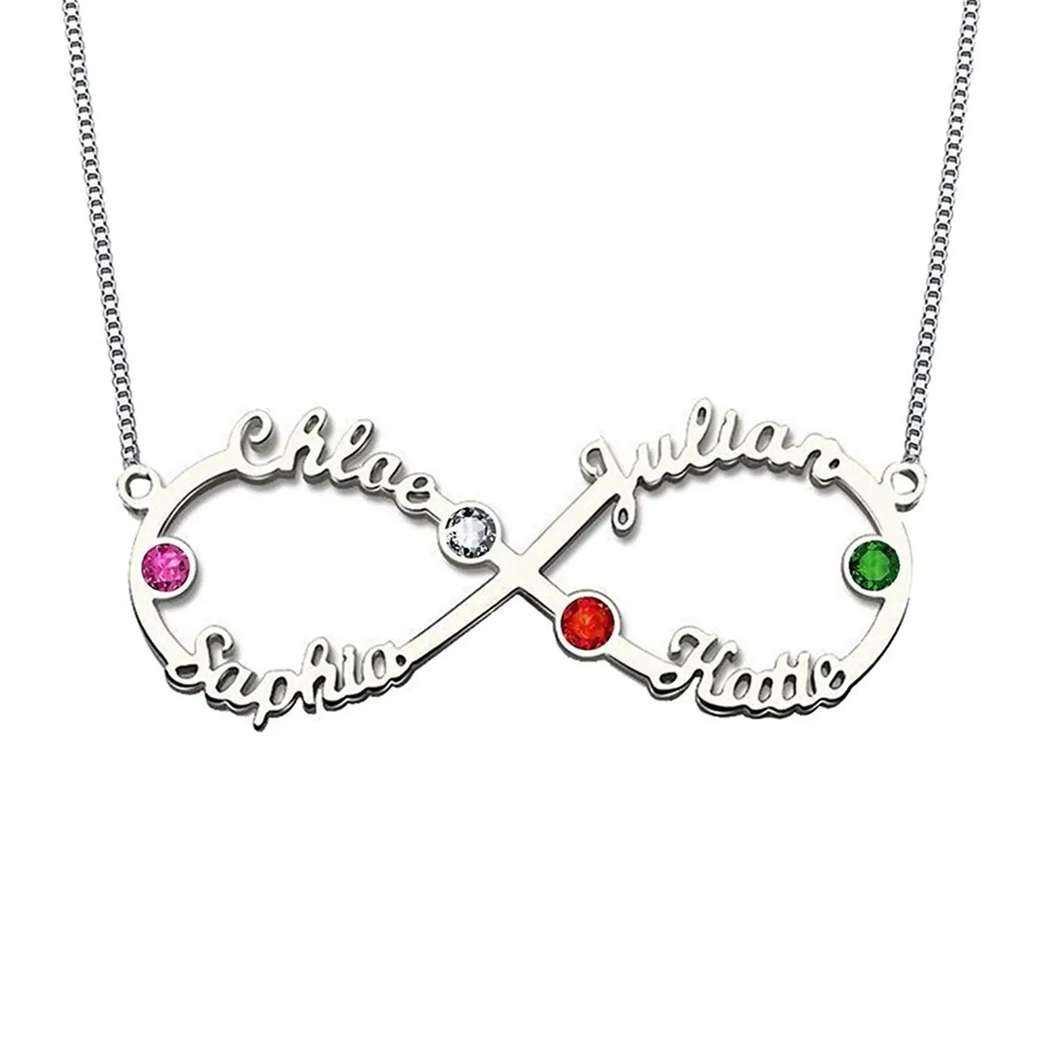 a266XDKSJK Personalized Love Pendant Heart Necklace with Birthstone,Customized Name Triple Heart Necklace,Gift for Women