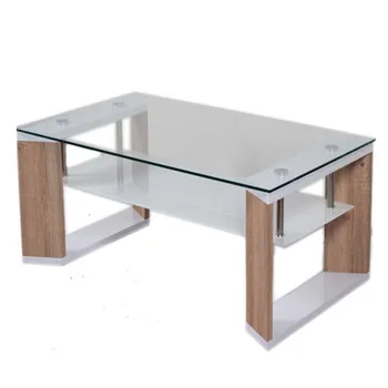 Modern Cheap Glass Wooden Coffee Table With Glass Top View Modern