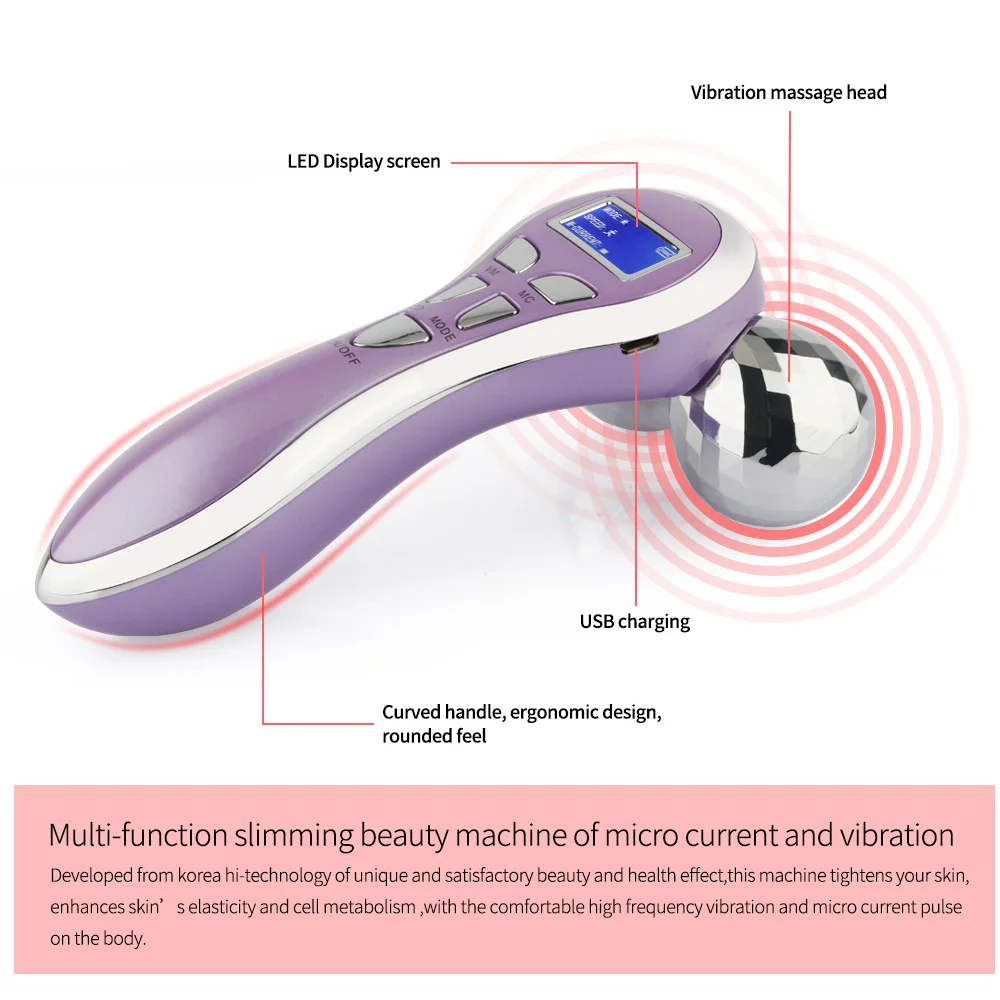EMS Rechargeable micro current bio skin lifting 3D vibration v face massage slimming roller