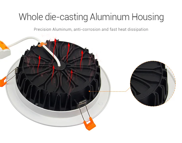 RGB+CCT 25W 2000LM 50000 lifespan roof down led  light anti dazzled chip LED  wireless 2.4g rf control factory